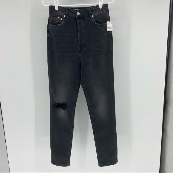 Free People NWT Zuri Mom Jean Dusty Roads Black 28 - Picture 2 of 7